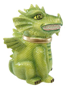 Ebros Medieval Vigilante Fantasy Green Dragon Warrior Ceramic Cookie Jar Figurine 10"H