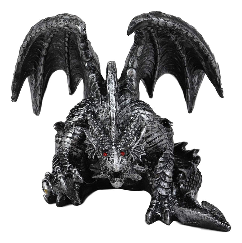 Ebros Gothic Crouching Ghost Dragon Of Erebor Mountain Statue 9.25"L Fantasy Dragons