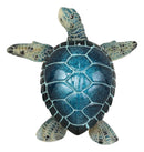 Ebros Nautical Blue Shell Sea Turtle Decorative Resin Statue in Glossy Finish