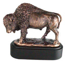 Southwestern Plains Grazing American Bison Buffalo Figurine With Trophy base