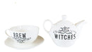 Ebros Pentagram Moons Witches Brew Hex Bone China Stacking Tea Pot Cup And Saucer Set