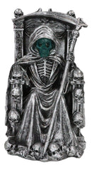 Dark Lord Grim Reaper Skeleton On Throne With LED Light Ghastly Face Figurine