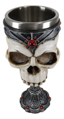 Medieval Cursed Skull With King Crown Diadem Gems Gothic Wine Goblet Chalice Cup