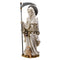 Standing White Santa Muerte With Scythe Scales of Justice And Wise Owl Figurine