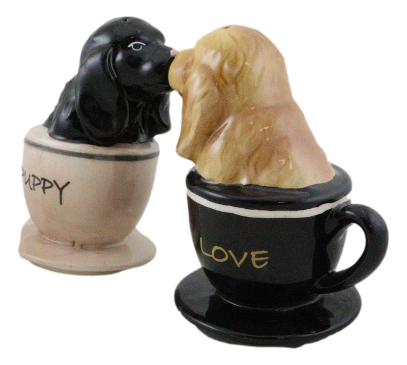 Ebros Cocker Spaniel Puppy Love Magnetic Ceramic Salt Pepper Shakers Set