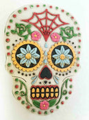 Day of the Dead DOD White Sugar Skull Jewelry Trinket Box Figurine 5.5" Long