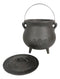 Cast Iron Wicca Triple Moon Shaman Spiral Goddess Cauldron With Handle and Lid