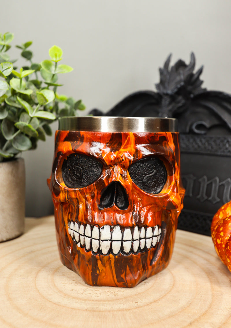 Ebros Inferno Fire Skull Face Drinking Coffee Mug Beverage Drinkware 6.25"W