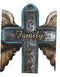 Rustic Western Scroll Art Angel Winged Family Distressed Faux Wood Wall Cross