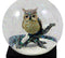 Great Horned Owl Perching On Tree Branch Glitter Water Globe 4.5" Tall