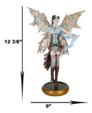 Aviator Assassin Steampunk Fairy Standing On Time Warp Machine Figurine 13"H