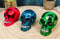 Colorful Rock And Roll Lightning Thunder Bolt Skulls Mini Figurines Set Of 3