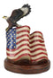 Patriotic Wings of Glory Bald Eagle Perching On American Flag Memorial Figurine