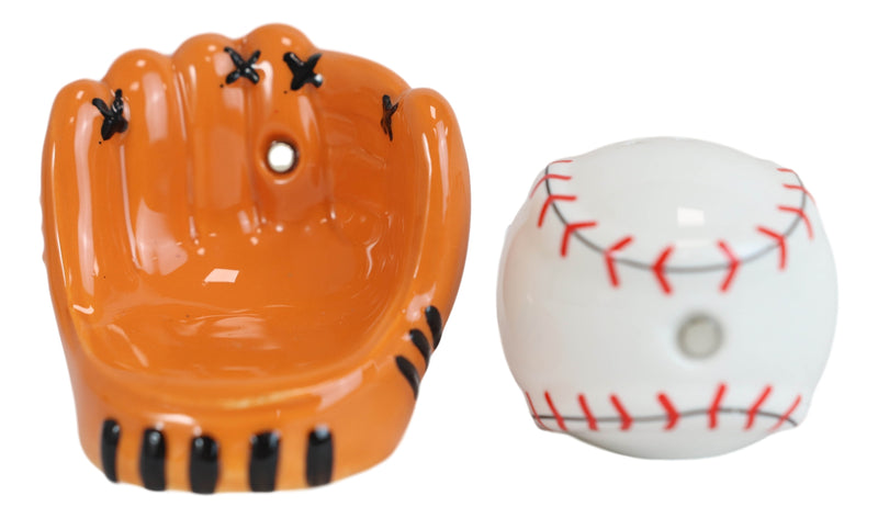 Ceramic Baseball With Glove Mitt Sports Salt And Pepper Shakers Figurine Set