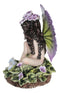 Whimsical Violet Purple Girl Fairy Sitting On Pansy Garden Bed Pixie Figurine