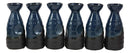 Ebros Gift Contemporary Blue And Black Horizon Sky Glazed Ceramic Pottery Heaven And Earth 'Ten To Ji' Design Japanese Rice Wine Sake Tokkuri Flasks Pack of 6 Serving Flask