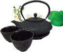 Ebros Japanese Forest Black Heavy Cast Iron Tea Pot Set With Trivet and Cups Set