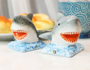 Ceramic Nautical Ocean Great White Sharks Salt And Pepper Shakers Figurine Set