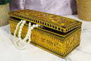 Ancient Egyptian Classical Black And Gold Ornate Hieroglyphic Hinged Long Box