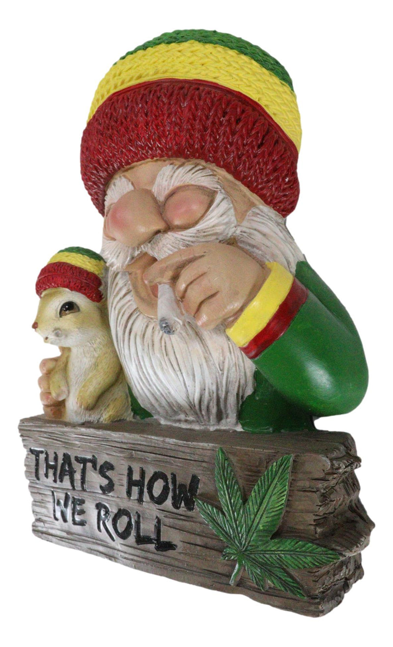 Good Vibes Gypsy Rasta Gnome Smoking Weed Roll With Squirrel Wall