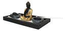 Golden Robe Buddha Monk Zen Garden With Pebbles Sand And Rake Decorative Set