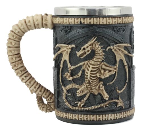 Large Legendary Ossuary Dragon Skeleton Tankard Mug 16oz Fossil Bones Dragon Cup