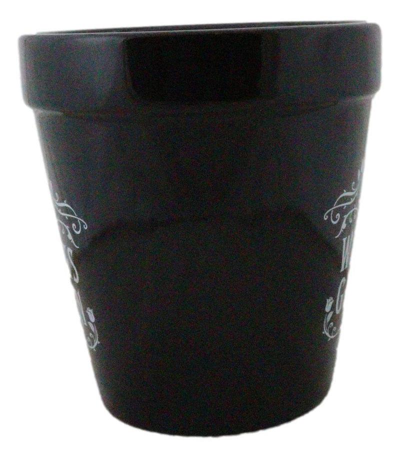 Black Cat Witches Garden Wicca Witchcraft Apothecary Flower Herbs Planter Pot