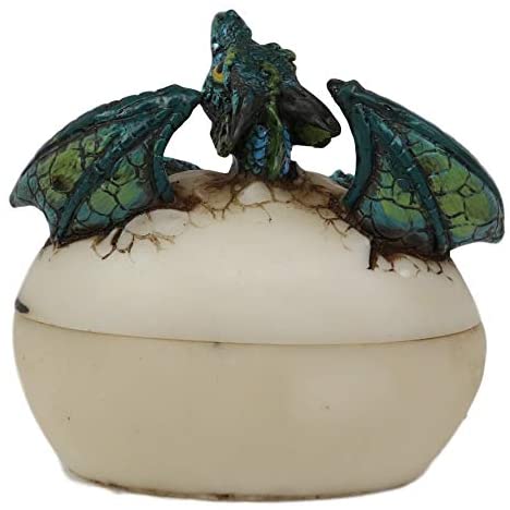 Earth Gaia Dragon Hatchling Breaking Out Of Egg Shell Figurine Jewelry Box Decor