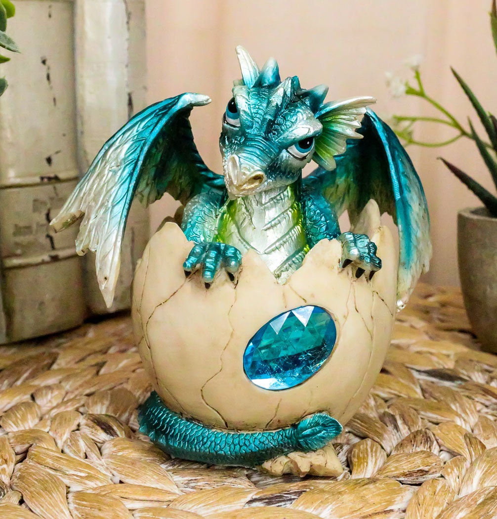March Birthstone Dragon Egg Statue Aquamarine Blue Gem Birthday Dragon ...
