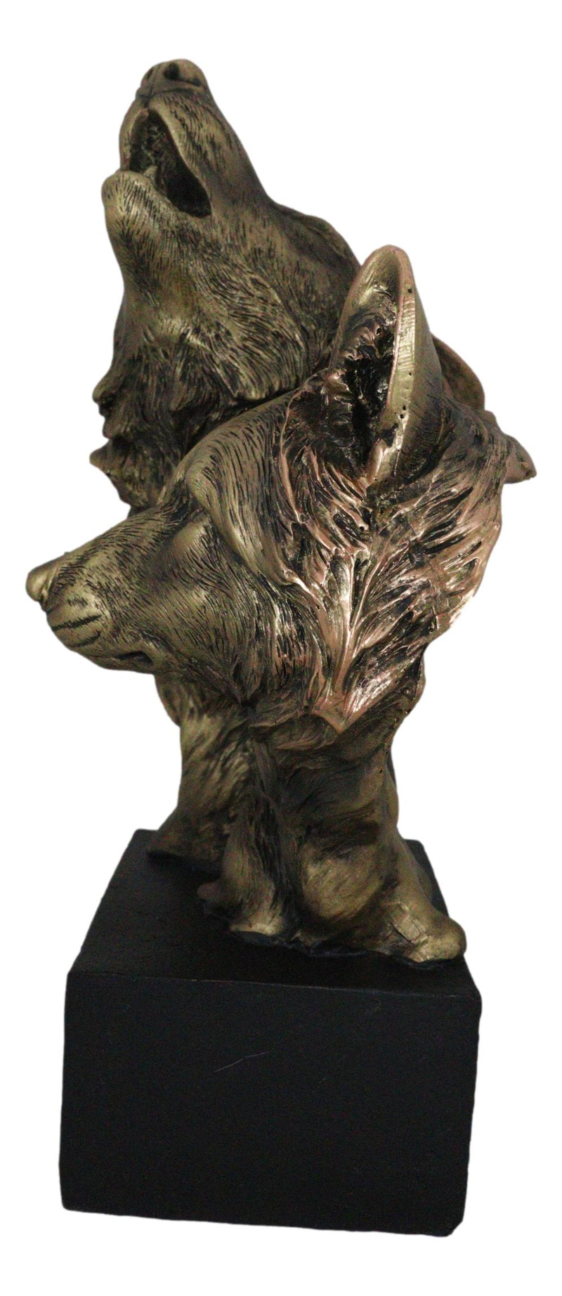 9"H Wildlife Forest Howling Gray Wolf Family Bust Figurine With Pedestal Base