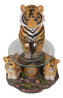 Jungle Predator Bengal Tiger Mother & Cubs Candle Heat Oil Tart Burner Figurine