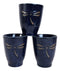 Japanese Zen Dragonfly Speckled Blue Porcelain 10oz Coffee Tea Cups Set of 4