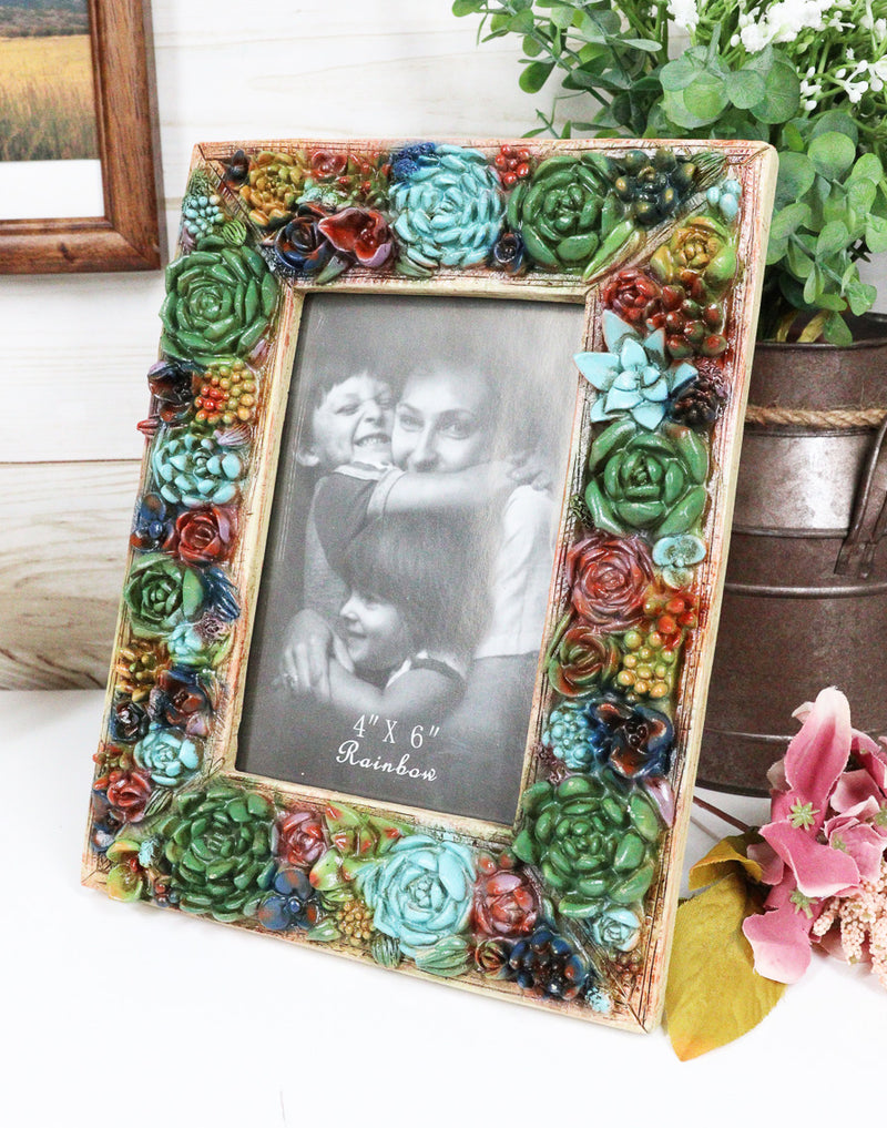 Southwestern 3D Colorful Cactus Succulent Flowers Western Picture Frame 4"X6"