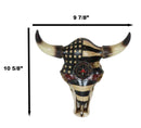 Western Bison Bull Cow Skull With USA Flag Maltese Fire Fighter Cross Wall Decor