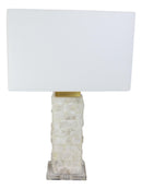 26"H Contemporary Elegant Stacked Marble Gold Plated Metal Table Lamp W/ Shade