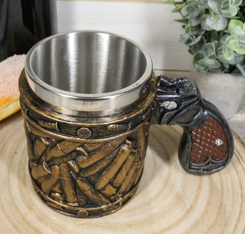 Western Pistol Gun Ammo Bullet Shells Beer Stein Tankard Coffee