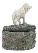 Small Moon Albino White Wolf Rounded Jewelry Box Figurine Decor Set of 4