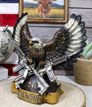 American Patriotic Bald Eagle Clutching Rifles With Second Amendment Figurine