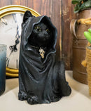 Black Cat With Zealot Sorcerer Cloak And Necromancer Skull Necklace Figurine