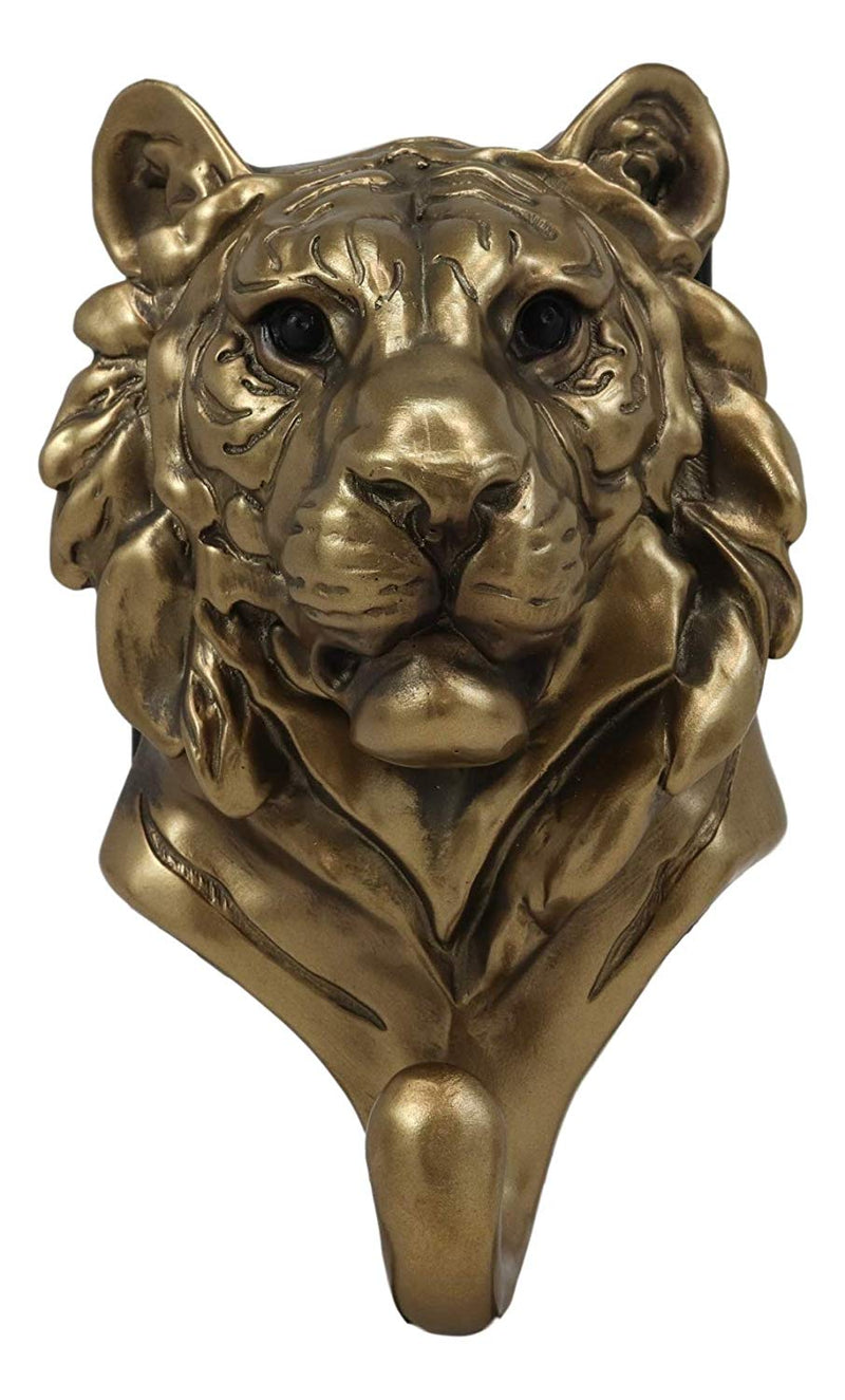 Ebros Bronzed Bengal Tiger Bust Wall Hook Hanger Forest Jungle Trophy  Taxidermy Giant Cat Tigers Wall Mount Hooks Decor Sculpture Plaque Figurine