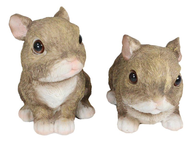 Set Of 2 Whimsical Cute Baby Bunny Rabbits Pet Pal Fairy Garden Figurines