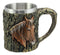 Ebros The Stallion Wildlife Chestnut Horse Mug Textured With Rustic Tree Bark Design In Painted Bronze Finish 12oz Drink Beer Stein Tankard Coffee Cup