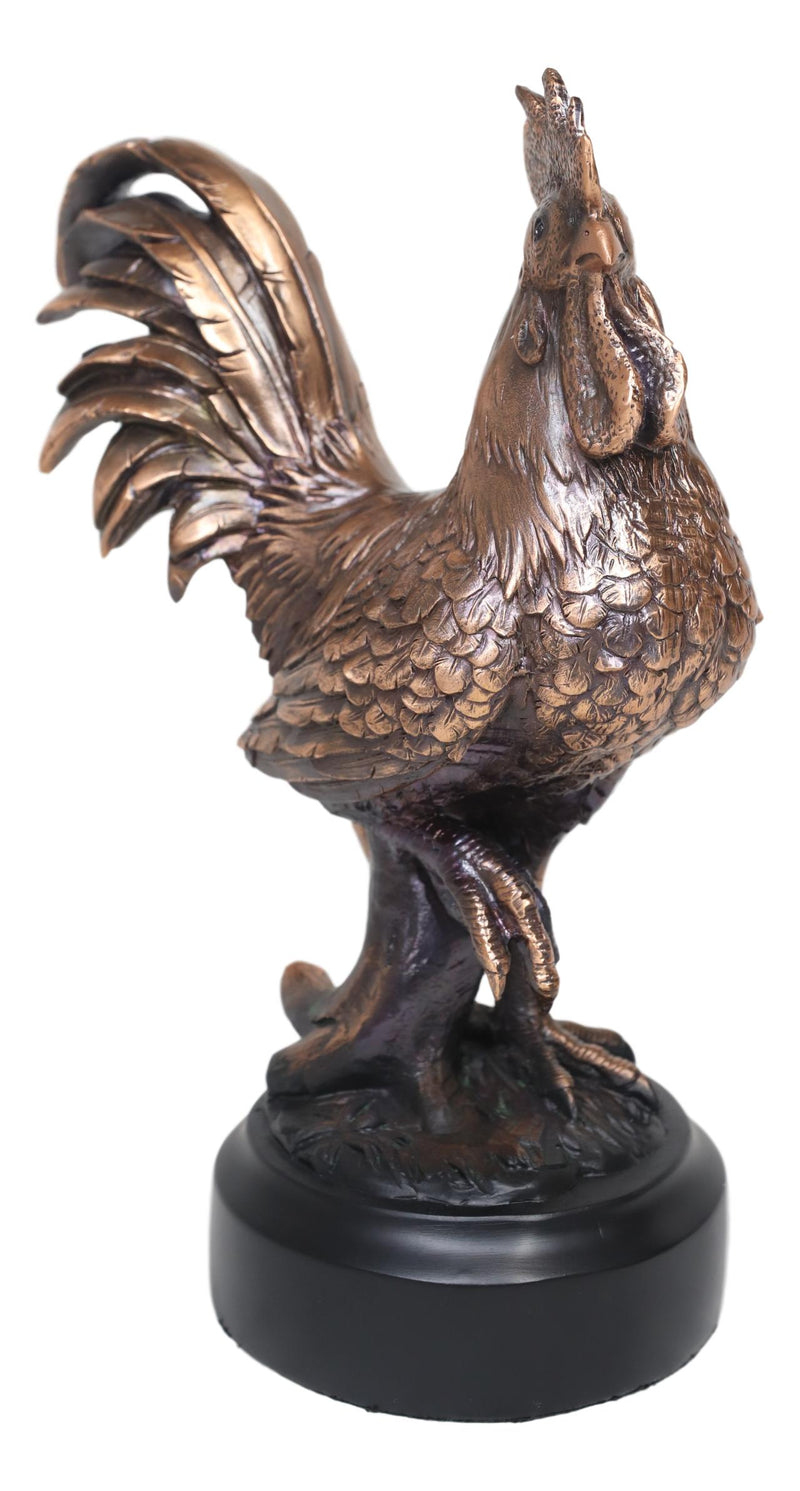 Ebros Decorative Sunshine Country Farm Rooster Bronze Electroplated Statue