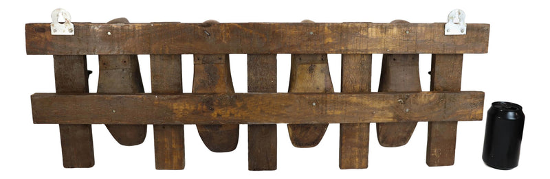 33" Long Rustic Antique Shoe Molds Horizontal Wood Rack Wall Plaque Coat Hooks