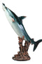 Ebros 16.25" H Large Nautical Ocean Marine Beach Coastal Predator Hammerhead Shark Swimming Over A Coral Pillar Statue