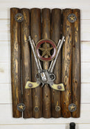 Dual Revolver Guns Western Star Shotgun Bullets 2-Peg Wooden Wall Hooks Decor