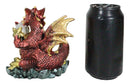 Metallic Red With Gold Streaks Dragon Holding Egg With Baby Hatchling Figurine