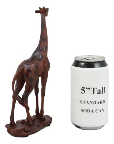 Ebros Safari Long Necked Giraffe Statue 8.25"Tall Faux Mahogany Wood Resin Animal Figurine
