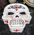 Day of The Dead White Le Fleur Skull Jewelry Box Figurine 5.5"L Skeleton Decor