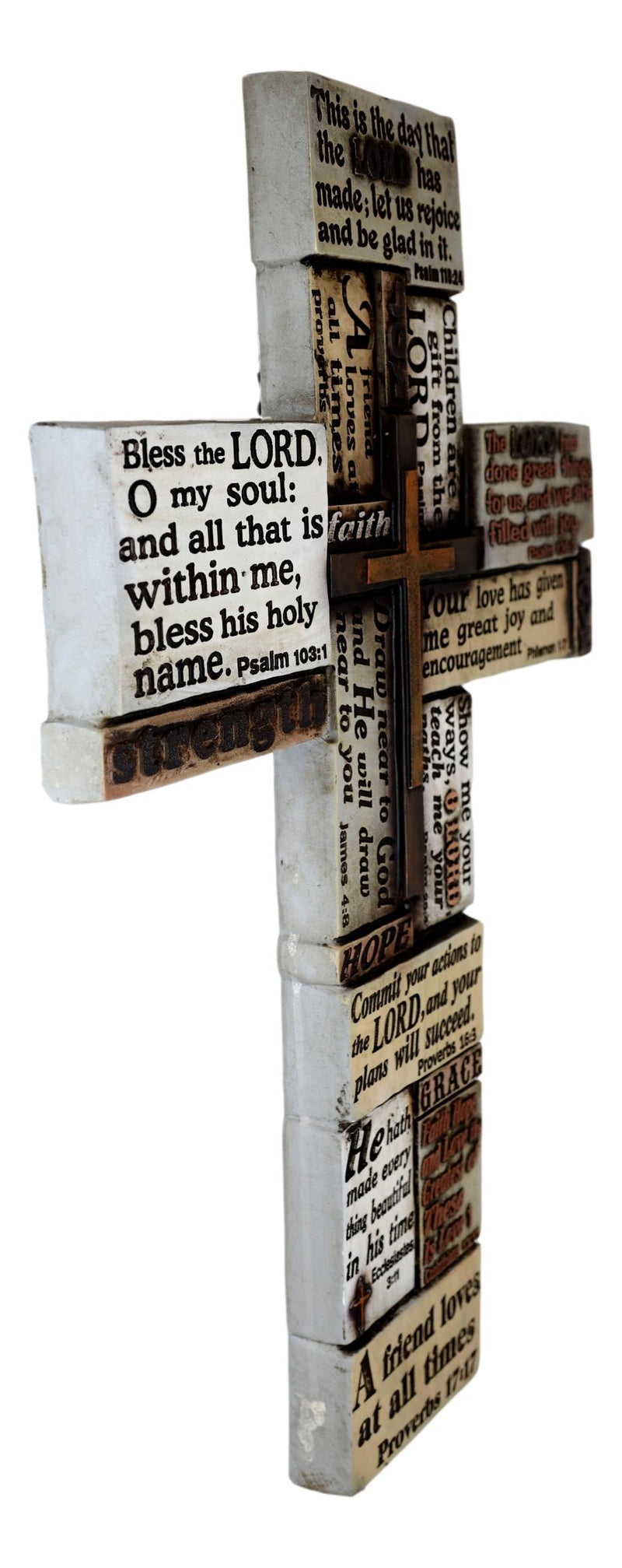 Large Inspirational Strength Faith Love Hope Christian Bible Verses Wall Cross